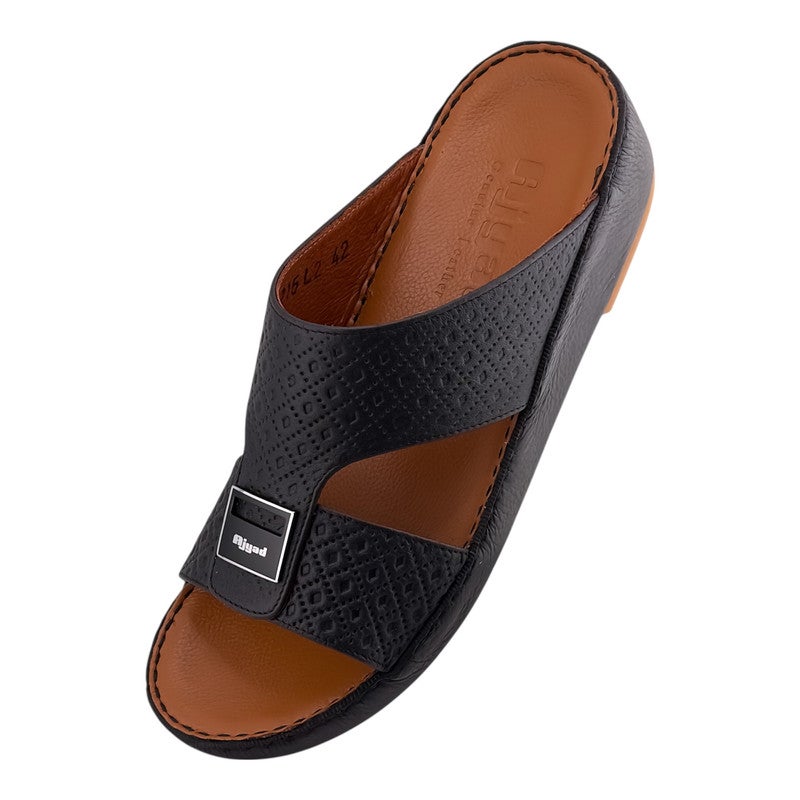 AJYAD Handmade Arabic Sandals For Men | Outdoor Mens Slippers | Everyday Flip Flops Open Toe | Arabic Genuine Shamwa Leather | New Design | Tan Footbed | Comfortable & LightWeight - Image 3